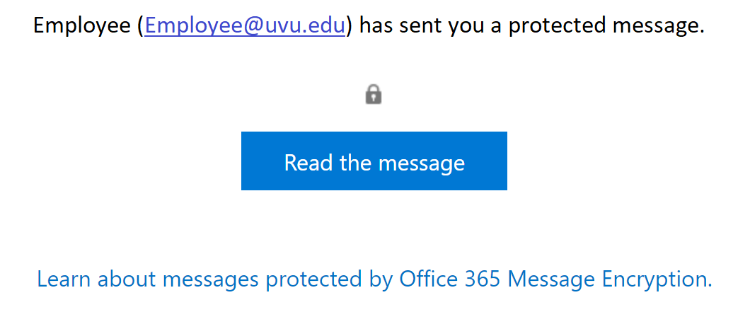 To read a protected message click the Read the message button.