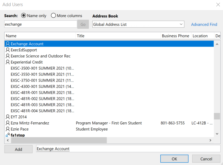 The Add Users dialog box
