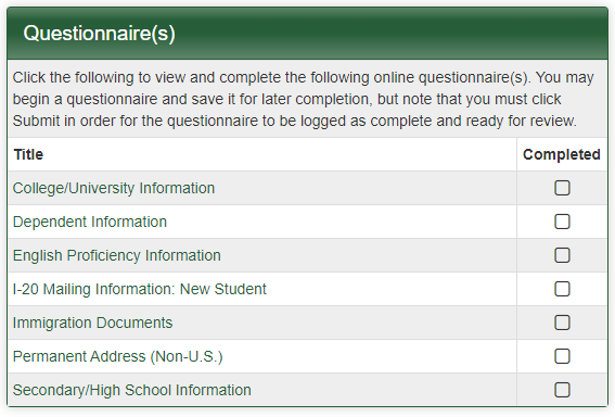 Answer questionnaire.