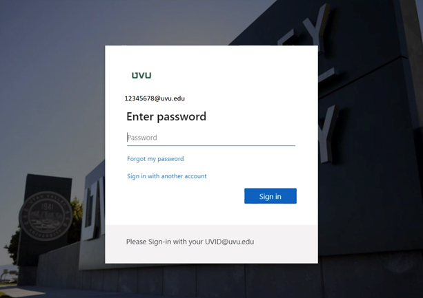 Microsoft enter password page.