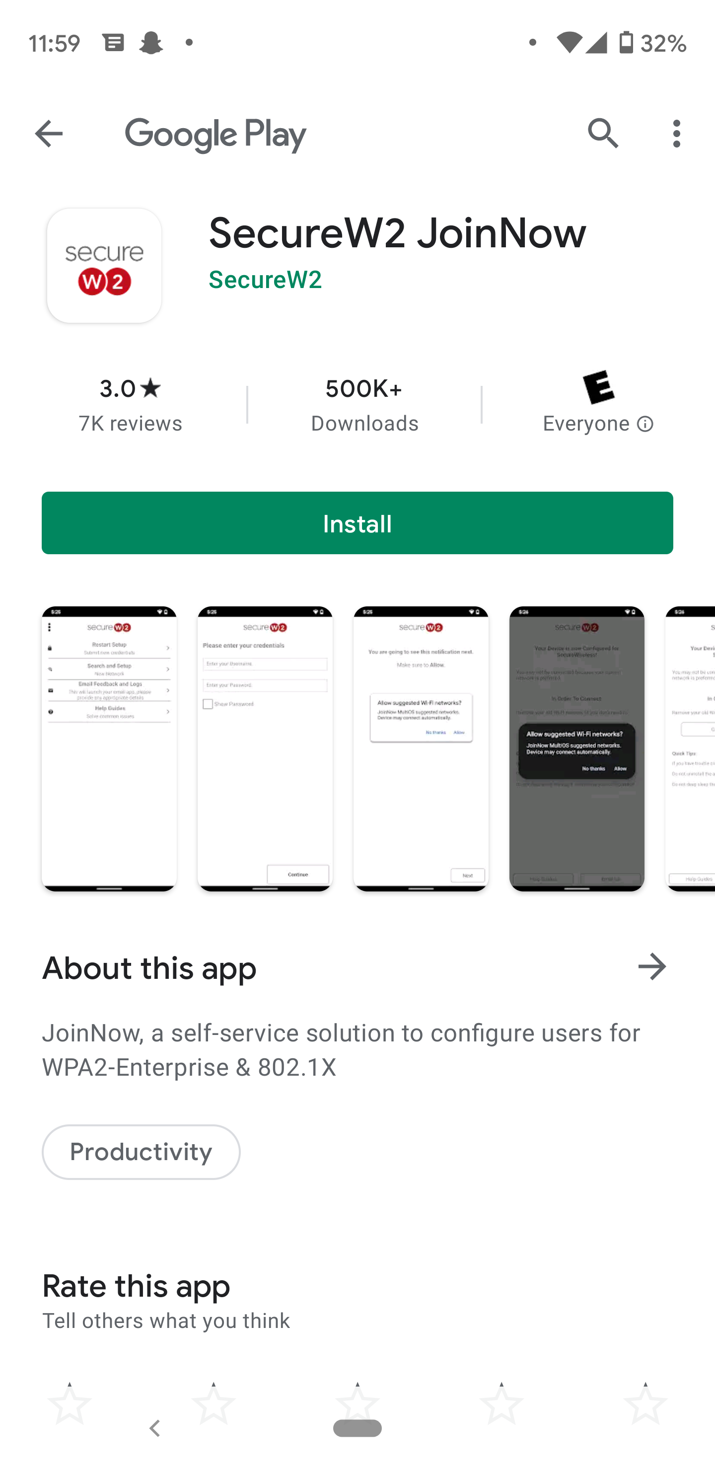 Install the JoinNow app by SecureW2.