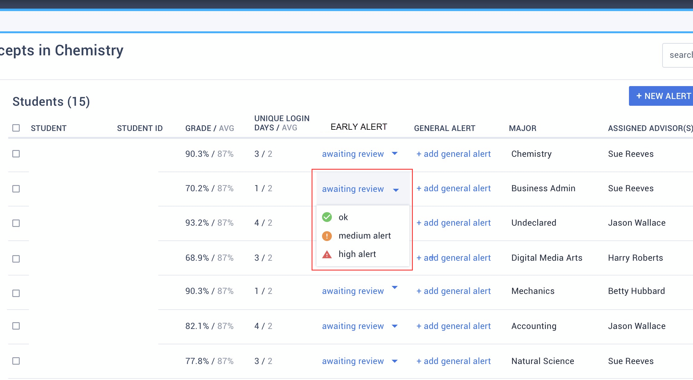 Select the type of alert to send.