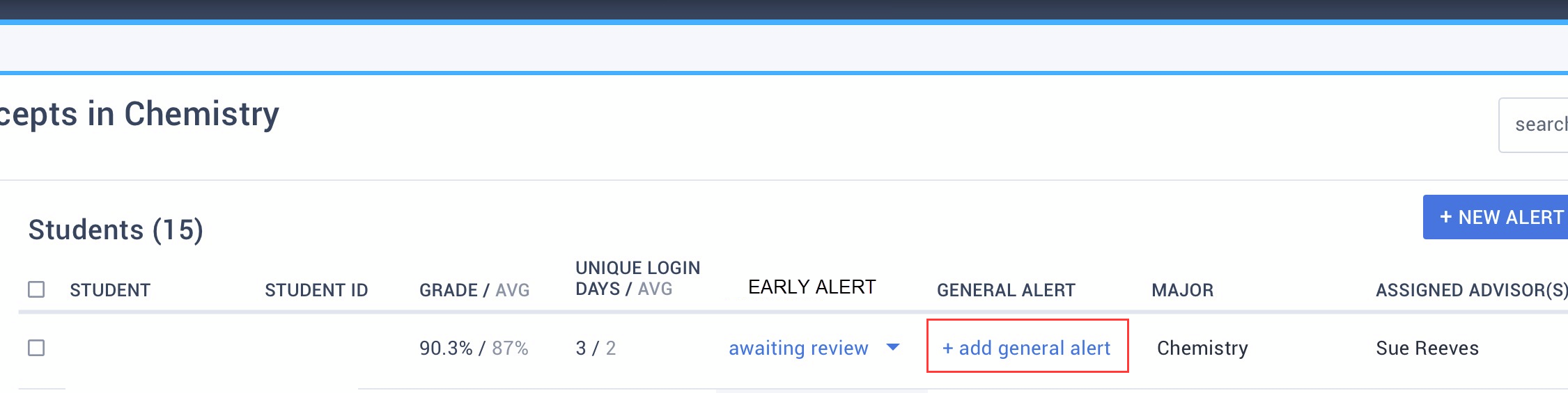 Click on add general alert from the general alert column.