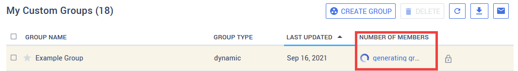 The number of member will show generating group while being built.