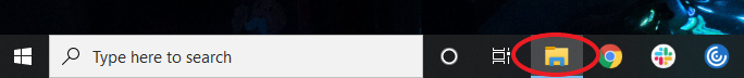 Screenshot of the taskbar with the File Explorer icon highlighted