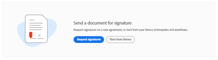 To Request Signatures, click on the Request signatures button on the homepage.