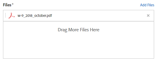 Drag and drop the desired documents into the Files box to attach them to this request.