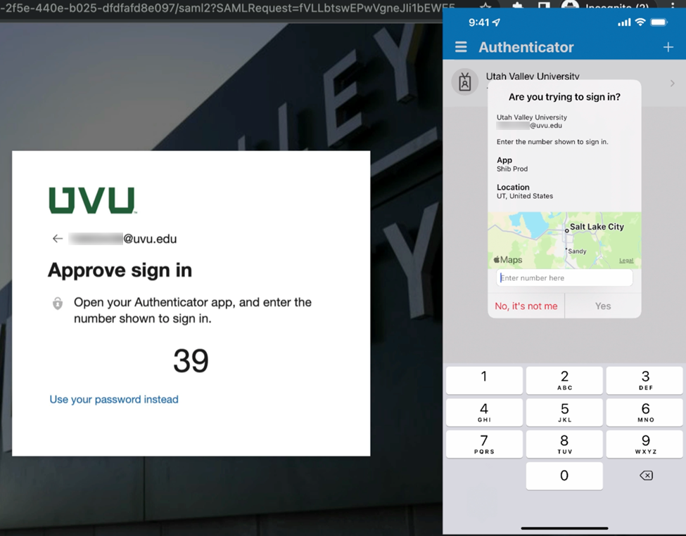 When prompted, enter your authentication number into the Authenticator app.