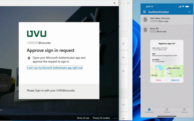 Approve sign-in through the Microsoft Authenticator app.
