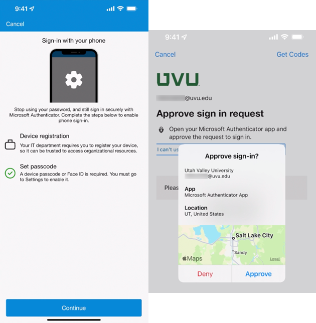 Screenshots of enable phone sign-in prompts