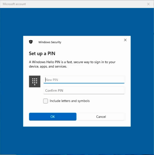 Set your pin which should be a minimum of 6-digits, reenter that pin in the Confirm PIN field and press OK.