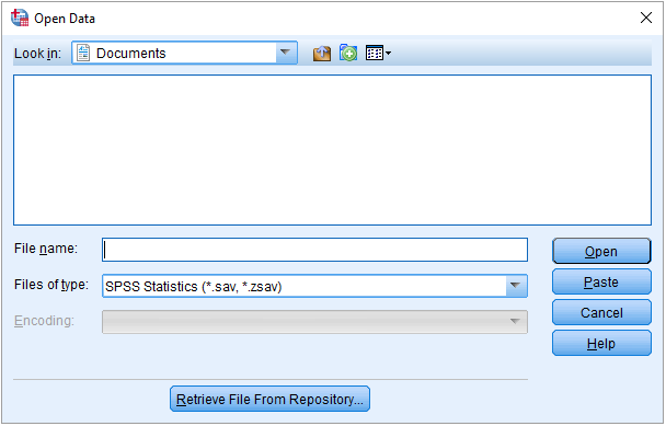 A blank Open Data window that is displaying server-side downloads.