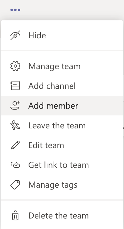 Select Add member from the three dot menu.